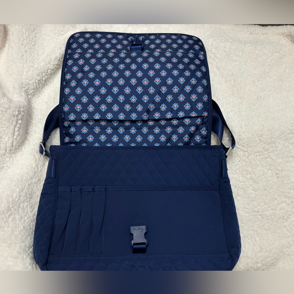 Vera Bradley Navy Quilted Laptop Bag - Picture 2 of 3